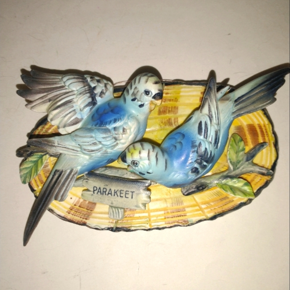 Norcrest blue Parackettes  wall plaque.